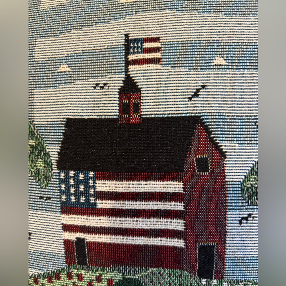 Warren Kimble Americana 4th Of July Tapestry Throw Pillow 15” X 15” Blue Stars - Picture 2 of 6